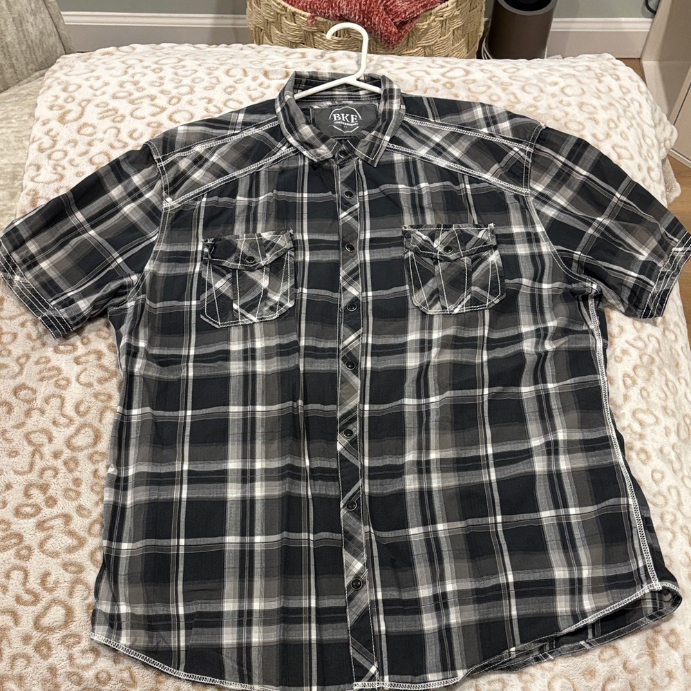 BKE Black and Gray Checkered Casual Shirt